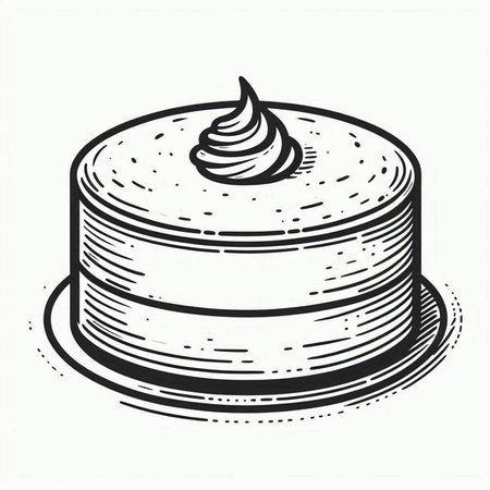 Hand drawn cake isolated on white background. Vector illustration in sketch style.