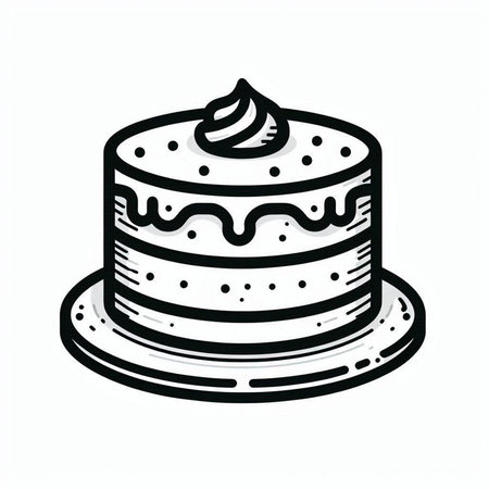 Cake icon. Hand drawn vector illustration. Isolated on white background.