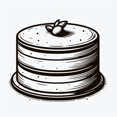 Cake on a white background. Vector illustration in sketch style.