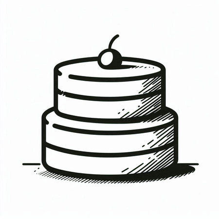 Cake doodle vector illustration. Hand drawn sketch of cake.