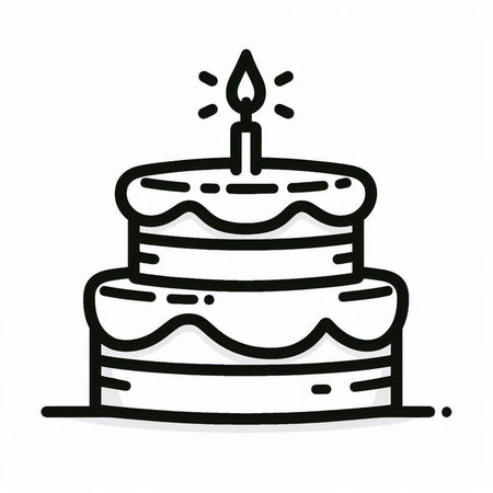 birthday cake doodle drawing on white background, vector illustration