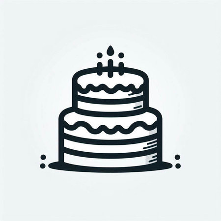 Birthday cake icon, vector illustration. Flat design style with thin outline.