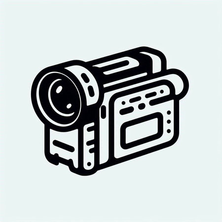 Camera icon, vector illustration. Flat design style. Black and white.