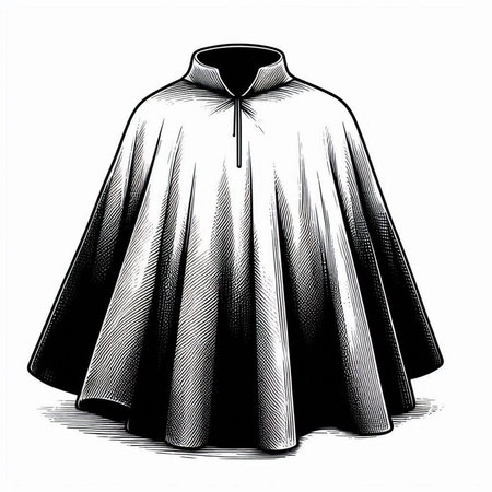 Illustration of a coat with a hood on a white background.