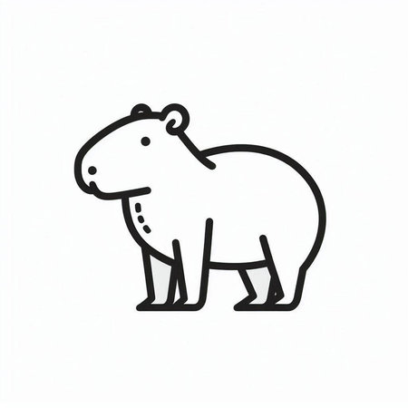 Hippopotamus icon, vector illustration. Flat design style.の写真素材