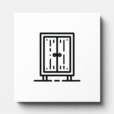 Cabinet door doodle on white paper. Vector illustration