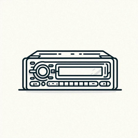 Retro radio icon. Vector illustration in thin line style. EPS 10