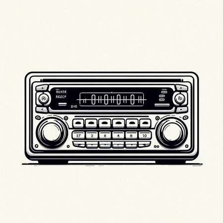 Retro radio on a white background. Vector illustration for your design