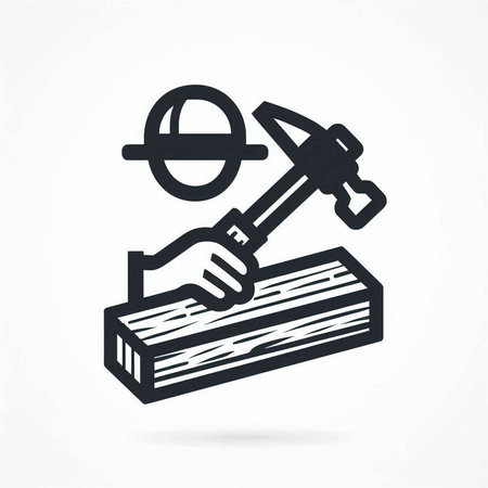 Hammer and nail icon. Construction and repair concept. Vector illustrationの写真素材