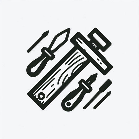 Set of tools for carpenter. Vector illustration. Black and whiteの写真素材