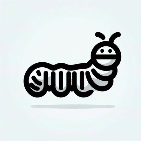 Caterpillar icon. Vector illustration. Cute cartoon caterpillar.