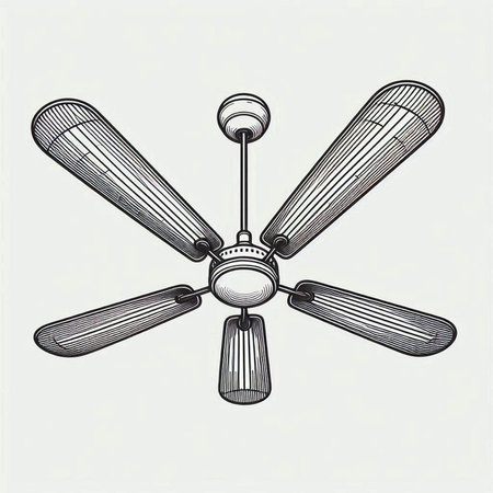 Ceiling fan vector illustration. Hand drawn doodle style.