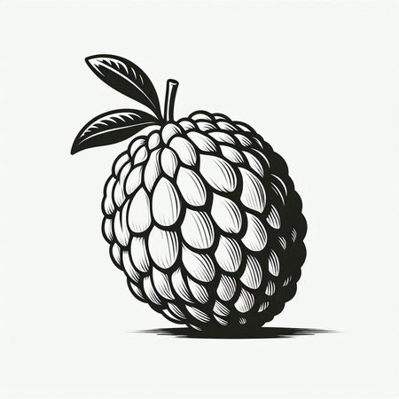 Custard apple fruit vector illustration. Hand drawn sketch style.の写真素材