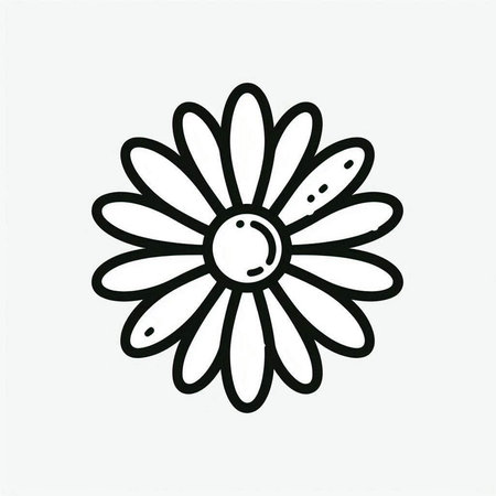Hand drawn doodle daisy flower. Line art. Vector illustration.の写真素材
