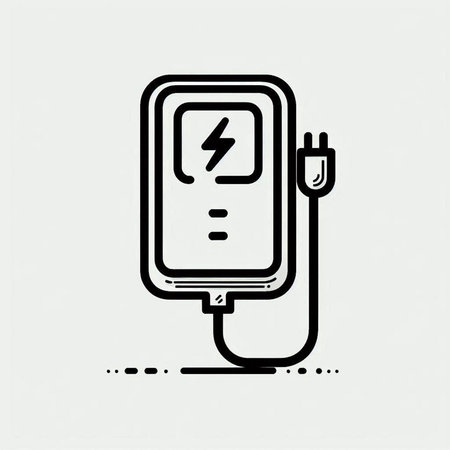 Power bank icon in outline style isolated on white background. Vector illustration.