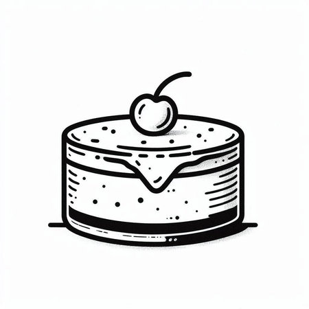 Cake with cherry on top on white background. Vector illustration.