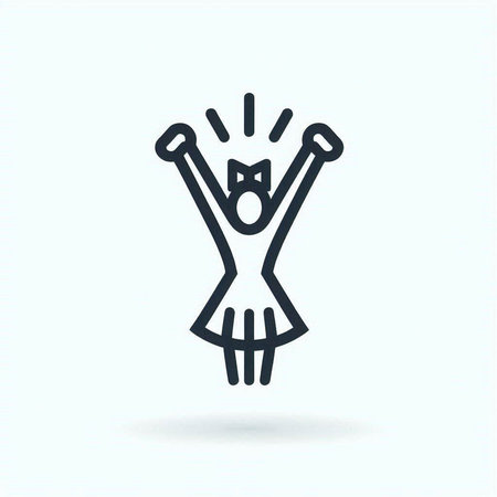 Dancing woman. Simple line art vector icon for web and mobile