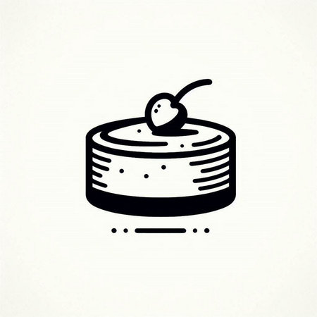 Cake icon, vector illustration in black and white colors on a light backgroundの写真素材