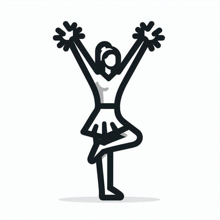 Cheerleader with raised hands, vector illustration. Design element.