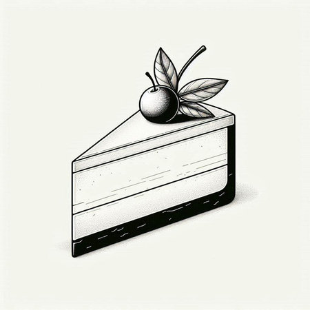 Chocolate cake with cherry. Vector illustration in vintage engraving style.