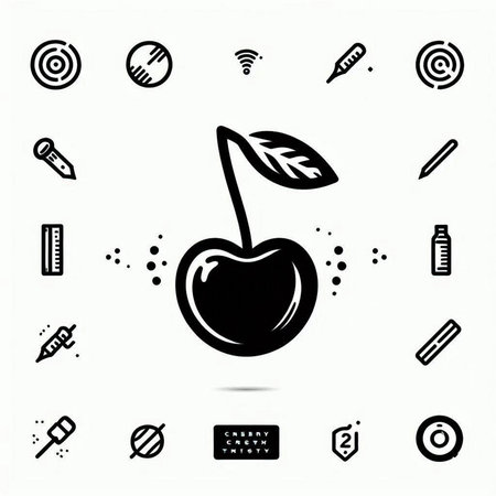Cherry icons set. Vector illustration. Isolated on white background.の写真素材