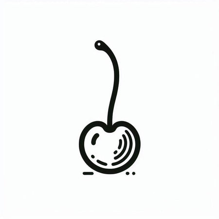 Cherry icon. Hand drawn vector illustration. Isolated on white background.