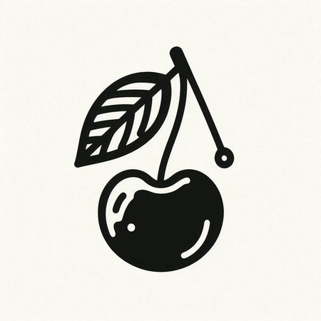 cherry icon, vector illustration. Flat design style, black on white.