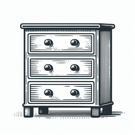 Drawing of a chest of drawers on a white background. Vector illustrationの写真素材