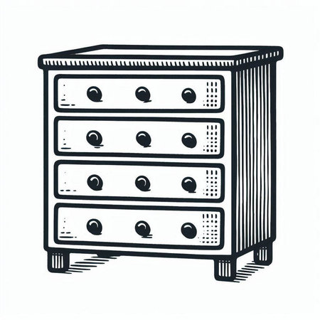 drawing of a nightstand on a white background. vector illustrationの写真素材