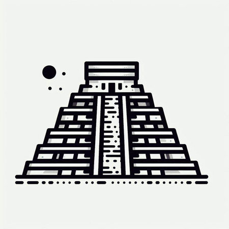 Chichen Itza. Yucatan. Mexico. Vector illustration.
