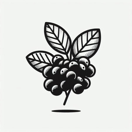 Ripe blackberries with leaves on a light background. Hand drawn vector illustration.の写真素材