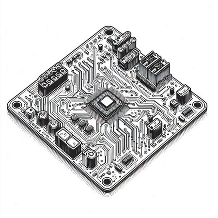 Circuit board isolated on white background. Electronic computer hardware technology.
