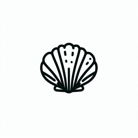 Sea shell line art icon isolated on white background. Vector illustration.