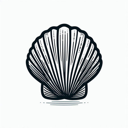 Seashell vector icon. Black and white illustration of sea shell.
