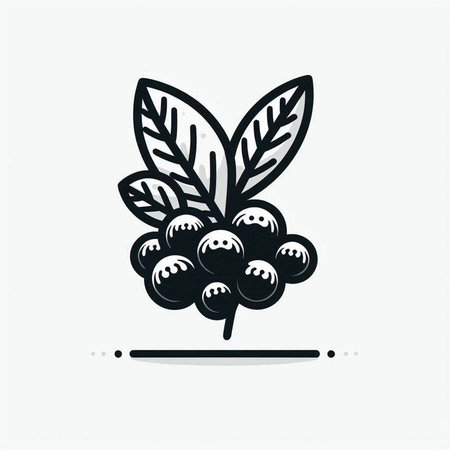 Blackberry with leaves icon. Vector illustration, isolated on white background.の写真素材