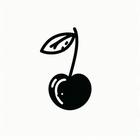 Cherry icon. Black cherry icon on white background. Vector illustration.