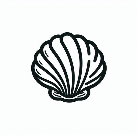Seashell vector icon isolated on white background. Hand drawn sketch style illustration.