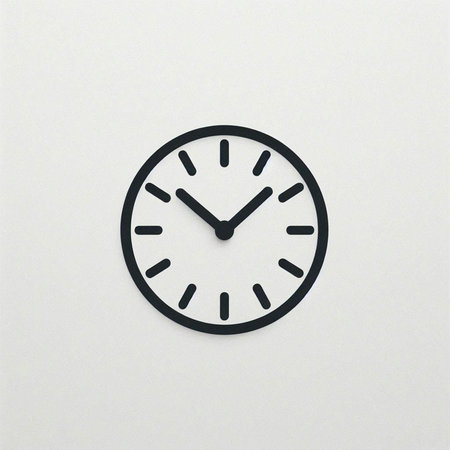 Clock icon on the white wall. 3d rendering. Computer digital drawing.