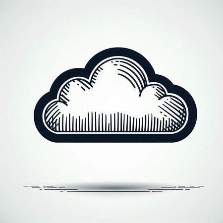 Cloud icon. Vector illustration. Black and white cloud on white background.