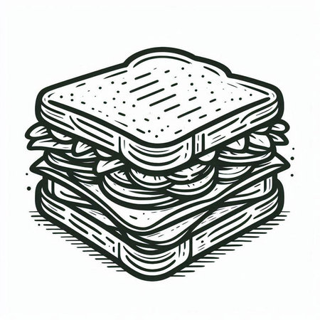 Illustration of a sandwich. Hand drawn vector illustration of a sandwich.の写真素材