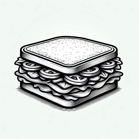 Sandwich hand drawn vector illustration in vintage engraving style.の写真素材