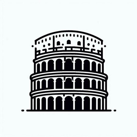 Colosseum icon, Rome, Italy. Vector illustration.の写真素材
