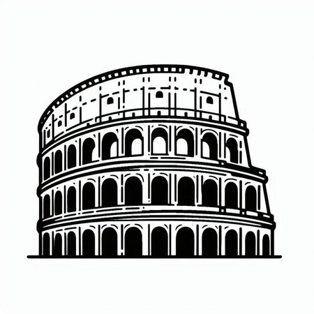 Colosseum in Rome, Italy. Hand drawn vector illustration