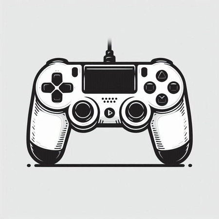 retro video game controller in monochrome style, vector illustration