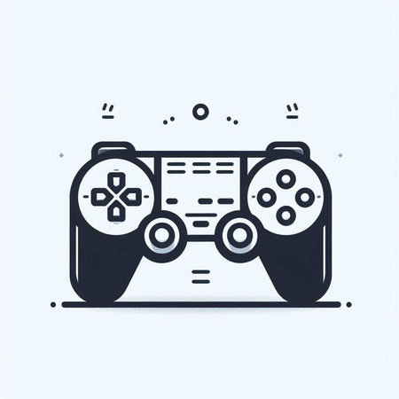 Video game controller icon in outline style. Gamepad vector illustration.
