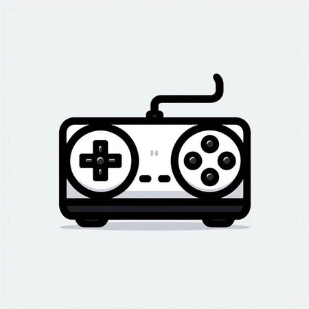 Gamepad icon, vector illustration. Flat design style. Black and white.