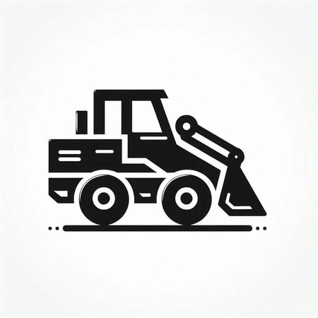 Bulldozer icon. Heavy duty construction equipment. Vector illustration.