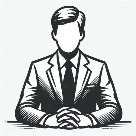 Businessman with hands together. Vector illustration in black and white colors.の写真素材