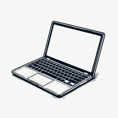 Laptop computer with blank screen isolated on white background. Vector illustration.