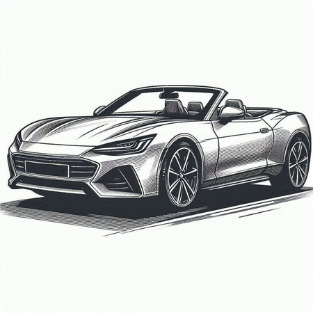 sketch of a sports car on a white background, vector illustration